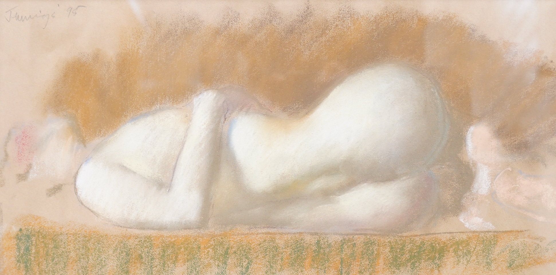 Toby Jennings (20th. C), Study of a nude woman, signed and dated '95, pastel, 27 x 53cm